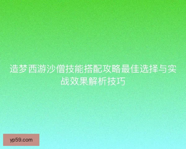 造梦西游沙僧技能搭配攻略最佳选择与实战效果解析技巧
