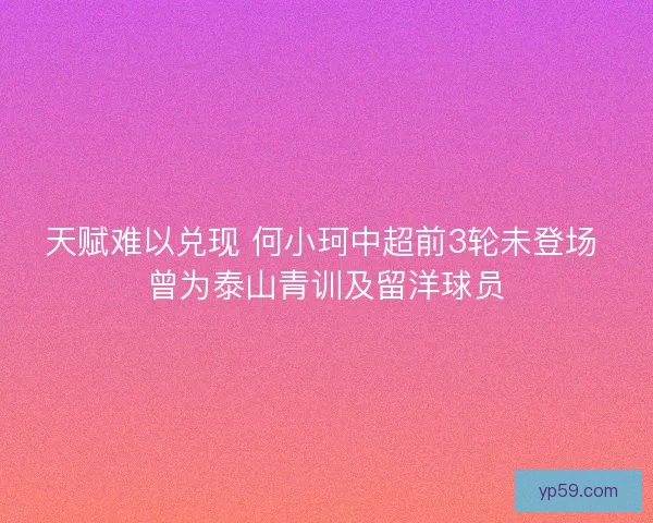 天赋难以兑现 何小珂中超前3轮未登场 曾为泰山青训及留洋球员